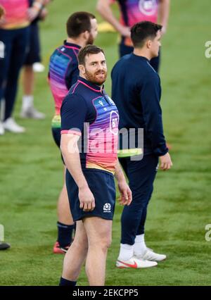 Rugby Guinness six Nations 23 février 2021 : Simon Berghan pendant l'entraînement de l'équipe d'Écosse au centre sportif Oriam, Riccarton, Édimbourg, Écosse, Royaume-Uni. Crédit : Ian Rutherford/Alay Live News. Banque D'Images