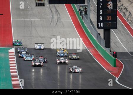 Début de la course, départ, 01 SENNA Bruno (BRA), MENEZES Gustavo (etats-unis), OTAN Norman (FRA), Rebellion R13 Gibson team Rebellion course, action pendant la Lone Star le Mans 2020, 6 heures du circuit des Amériques, Cinquième tour de la saison 2020 du Championnat du monde d'endurance de la FIA du 21 au 23 février à Austin, Etats-Unis - photo Clément Marin / DPPI Banque D'Images