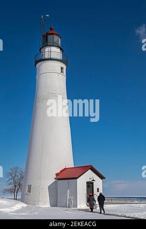 Port Huron, Michigan - le phare de fort Gratiot. Construit en 1829 pour marquer l'entrée de la rivière Sainte-Claire depuis le lac Huron, c'est le plus vieux Lightho Banque D'Images