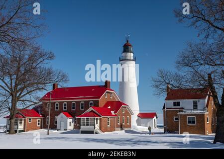 Port Huron, Michigan - le phare de fort Gratiot. Construit en 1829 pour marquer l'entrée de la rivière Sainte-Claire depuis le lac Huron, c'est le plus vieux Lightho Banque D'Images