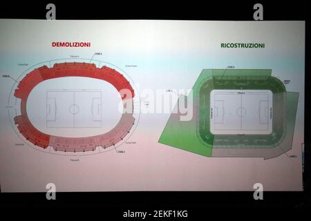 Terni, Italie. 23 février 2021. 2/23/2021 - planimetria del progetto per il nuovo stadio della Ternana calcio durante Presentazione nuovo stadio Ternana Calcio, News in Terni, Italia, 23 febbraio 2021 (photo par IPA/Sipa USA) Credit: SIPA USA/Alay Live News Banque D'Images