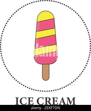 Glace réaliste sur bâton de popsicle sur fond blanc - Illustration vectorielle Illustration de Vecteur