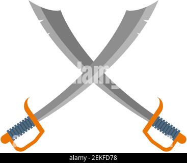 Épée croisée ou vecteur sabre isolé sur blanc Illustration de Vecteur