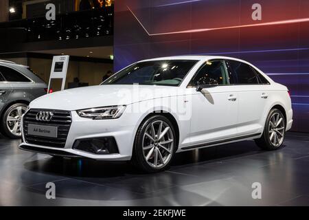 La voiture Audi A4 Berline a été présentée au salon de l'auto de Bruxelles. Belgique - 18 janvier 2019. Banque D'Images