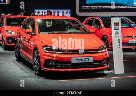 Volkswagen Polo GTI au salon de l'auto de Bruxelles. Belgique - 18 janvier 2019. Banque D'Images