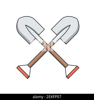 Deux pelles, simple icône de jardinage dans le style de ligne tendance isolé sur fond blanc pour les applications Web et le concept mobile. Illustration vectorielle EPS10 Illustration de Vecteur