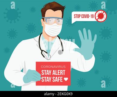 Vecteur d'illustration SuperHero confiant Doctor. Médecin portant un masque et une cape super-héro pendant une pandémie de coronavirus. Médecin professionnel. Personnel médical Illustration de Vecteur