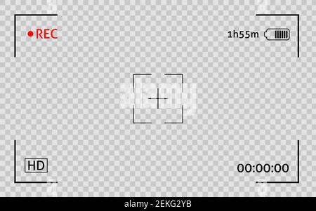 Cadre du viseur de l'appareil photo. Affiche l'écran d'enregistrement vidéo numérique instantané. Modèle de caméra Filn REC Illustration de Vecteur