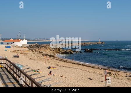 Plage de Vila do Conde, au Portugal Banque D'Images