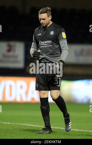 High Wycombe, Royaume-Uni. 23 février 2021. David Stockdale, le gardien de but de Wycombe Wanderers, regarde pendant le jeu. EFL Skybet Championship Match, Wycombe Wanderers v Reading au stade Adams Park à High Wycombe, Buckinghamshire, le mardi 23 février 2021 . cette image ne peut être utilisée qu'à des fins éditoriales. Utilisation éditoriale uniquement, licence requise pour une utilisation commerciale. Aucune utilisation dans les Paris, les jeux ou les publications d'un seul club/ligue/joueur. photo par Steffan Bowen/Andrew Orchard sports photographie/Alay Live news crédit: Andrew Orchard sports photographie/Alay Live News Banque D'Images