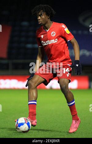 High Wycombe, Royaume-Uni. 23 février 2021. Ovie Ejaria de la lecture en action pendant le jeu. EFL Skybet Championship Match, Wycombe Wanderers v Reading au stade Adams Park à High Wycombe, Buckinghamshire, le mardi 23 février 2021 . cette image ne peut être utilisée qu'à des fins éditoriales. Utilisation éditoriale uniquement, licence requise pour une utilisation commerciale. Aucune utilisation dans les Paris, les jeux ou les publications d'un seul club/ligue/joueur. photo par Steffan Bowen/Andrew Orchard sports photographie/Alay Live news crédit: Andrew Orchard sports photographie/Alay Live News Banque D'Images