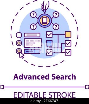 Icône de concept de recherche avancée Illustration de Vecteur