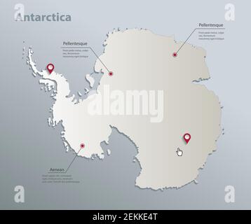 Carte de l'Antarctique, division administrative avec noms, carte bleue blanche papier vecteur 3D Illustration de Vecteur