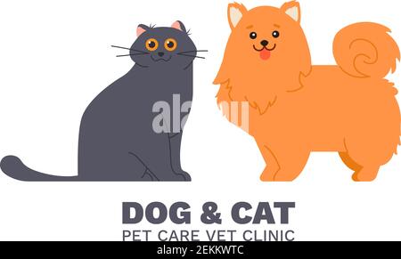 Clinique d'EFP. Dessin animé chat et chien, soin et traitement des animaux de compagnie, logo vecteur vétérinaire Illustration de Vecteur