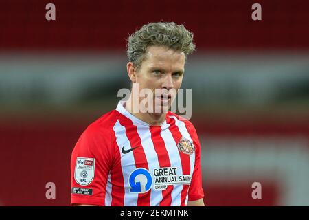 Sunderland, Royaume-Uni. 23 février 2021. Grant Leadamer #23 de Sunderland pendant le match à Sunderland, Royaume-Uni le 2/23/2021. (Photo par IAM Burn/News Images/Sipa USA) crédit: SIPA USA/Alay Live News Banque D'Images