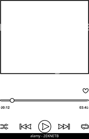 Commandes audio pour diffuser de la musique avec des pochettes d'album vierges et boutons de contrôle dans le vecteur de contour Illustration de Vecteur