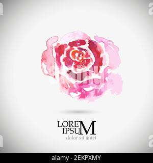 Fleur décorative isolée aquarelle pour votre conception. Objet rose. Illustration vectorielle Illustration de Vecteur