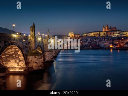 Vue vers mala strana depuis le pont Charles, Prague, république Tchèque Banque D'Images
