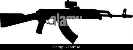 Silhouette de fusil d'assaut semi-automatique sur fond blanc illustration vectorielle Illustration de Vecteur