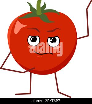 Adorable personnage de tomate avec visage et émotions Illustration de Vecteur