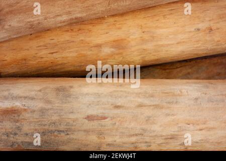 Texture en teck séchée pour les matériaux de construction. Utilisez le bois pour la fondation d'une maison indonésienne traditionnelle. Beau détail en bois sec Banque D'Images