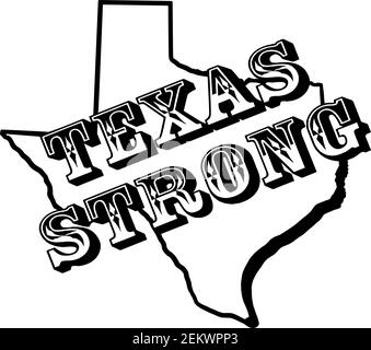 Texas fort sur les contours de l'état du Texas Illustration de Vecteur