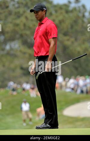 San Diego, Californie. 15 juin 2008. Tiger Woods (USA) sur le green du 2ème trou dimanche pendant la dernière partie de l'US Open au parcours de golf de Torrey Pines à la Jolla Californie. Louis Lopez/Cal Sport Media. Crédit : csm/Alay Live News Banque D'Images