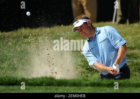 San Diego, Californie. 15 juin 2008. Lee Westwood (ENG) sort du bunker de sable le dimanche du 11ème trou lors de la dernière partie de l'US Open au parcours de golf de Torrey Pines, à la Jolla, Californie. Louis Lopez/Cal Sport Media. Crédit : csm/Alay Live News Banque D'Images