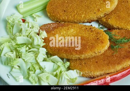 Gâteaux de poisson de Durban, vérifier les prix de la morue et du saumon Banque D'Images