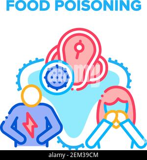 Illustration de la couleur du concept de vecteur d'empoisonnement alimentaire Illustration de Vecteur