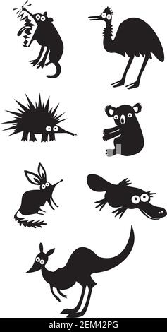 Ensemble d'animaux australiens amusants Illustration de Vecteur