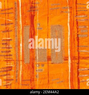 Illustration abstraite de l'applique en tissu orange. Origine ethnique Banque D'Images