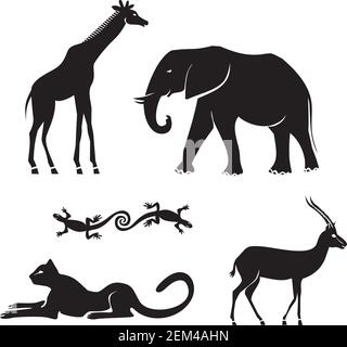 Ensemble d'animaux africains. Illustration vectorielle. Illustration de Vecteur