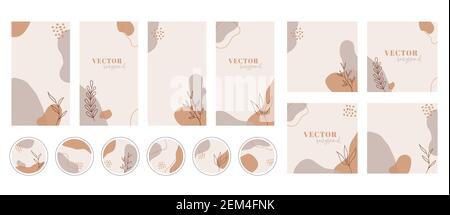 Témoignages, publications et modèles de points forts sur les réseaux sociaux. Formes organiques abstraites arrière-plans vectoriels tendance. Mise en place de l'Instigram Illustration de Vecteur