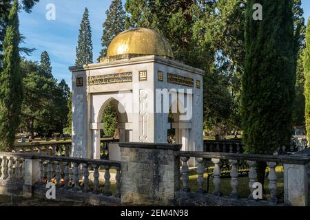 Le cimetière et le mémorial musulmans de Najmee Baag au cimetière Brookwood, également connu sous le nom de la nécropole de Londres, Surrey, Angleterre, Royaume-Uni Banque D'Images