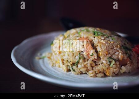 Riz chahan au riz frit à la japonaise Banque D'Images