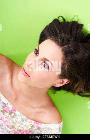 High angle view of a young woman lying down Banque D'Images