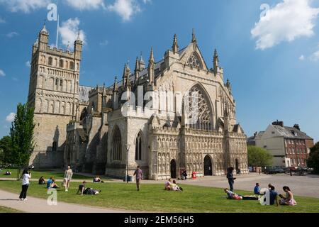 Cathédrale d'Exeter, Exeter, Devon, Royaume-Uni. Banque D'Images