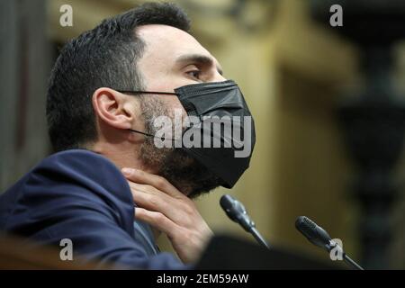 Barcelone, Espagne. 24 février 2021. 24 février 2021, Barcelone, Catalogne, Espagne: Le Président du Parlement, Roger Torrent, lors de la session du Conseil permanent, tenue au Parlement de Catalogne, à Barcelone. Photo: JGS/Cormon Press crédit: CORMON PRESS/Alamy Live News Banque D'Images