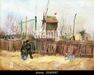 Scène de rue à Montmartre (scène de rue à Montmartre (impasse des deux Frères et le Moulin à Poivre) par Vincent van Gogh (1853-1890), huile sur toile, 1887 Banque D'Images