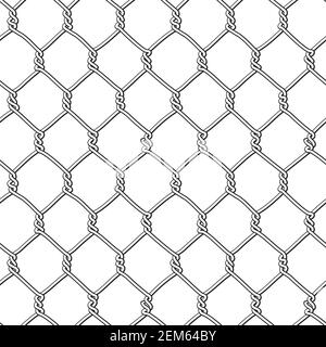 Motif vectoriel sans couture avec fil de poulet usé. Illustration en noir et blanc. Illustration de Vecteur