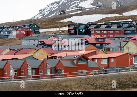 Longyearbyen, Spitsbergen, Iles Svalbard, Norvège. Banque D'Images