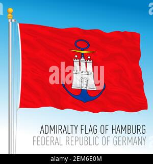 Drapeau de l'Amirauté de Hambourg, Etat fédéral de l'Allemagne, europe, illustration vectorielle Illustration de Vecteur