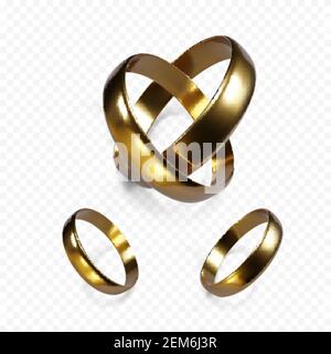 Couple d'anneaux de mariage en or. Objet de bijoux doré. Paire de bagues d'engagement. Illustration vectorielle Illustration de Vecteur