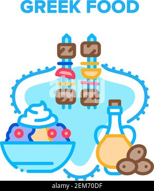 Illustration de la couleur du concept grec Food Eat Vector Illustration de Vecteur