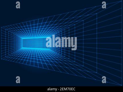 Grille de perspective de la structure de la salle intérieure. Élément filaire de construction. Illustration vectorielle Illustration de Vecteur