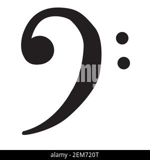 F clef icon sur fond blanc. flat style. Bass clef icon pour votre conception de site Web, logo, application, UI. Symbole de style dessiné à la main. Glyphe style. Banque D'Images