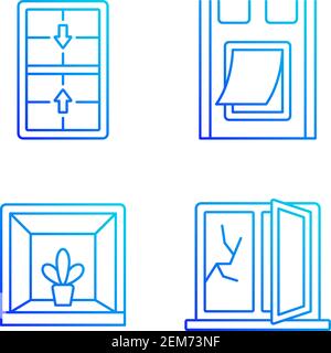Installation des fenêtres et des portes jeu d'icônes de couleur RVB Illustration de Vecteur