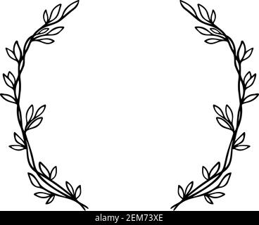 Cadre vectoriel tracé à la main. Couronne fleurie avec feuilles pour mariage et vacances. Éléments décoratifs pour le design. Illustration du vecteur isolé Illustration de Vecteur