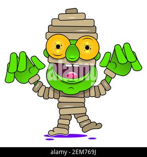 momie se tient les mains pour faire peur en souriant Illustration de Vecteur